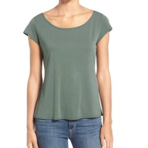 Eileen Fisher Silk Blouse Cap Sleeve Tee